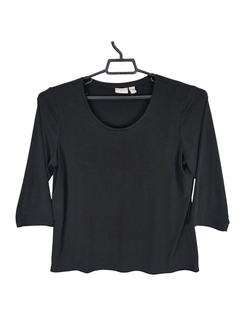 Womens Chicos Black 3/4 Sleeve Stretch Knit Top Polyester Blend Stretch Size 2